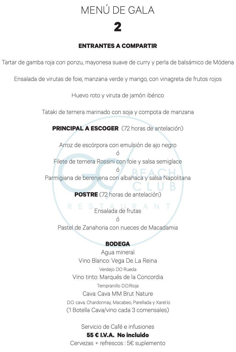 carta go beach club barcelona